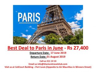 Titanium Travel Club – Paris June Rs 27,400