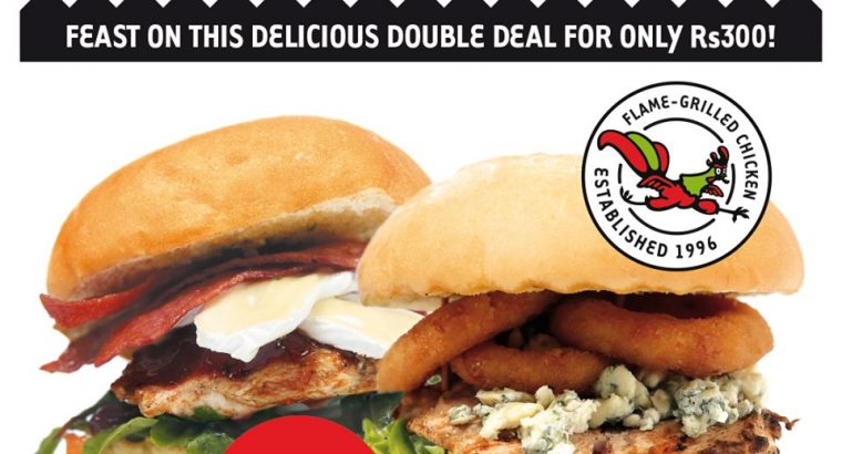 Galito’s – 2 gourmet chicken burgers for Rs300 (SAVE Rs200)