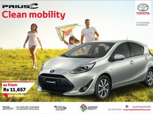 Toyota Mauritius Ltd – New PriusC – Clean Mobility from Rs 11,657 per month