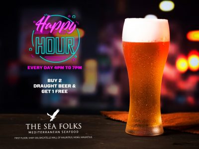 The Sea Folks Restaurant Presents Happy Hours –  Buy 2 Draught Beer and Get one Free!
