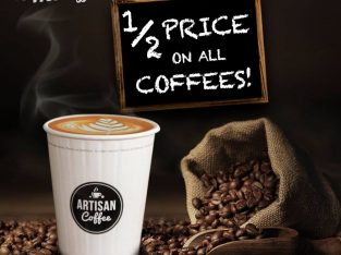 Artisan Coffee Mauritius – ½ price off on all it’s coffee-based beverages from the 25th until the 30th Nov