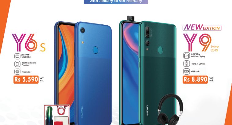 361 – Huawei Y9 Prime New Edition @ Rs 8,890 vat inc. Gift Bluetooth HeadPhone*.