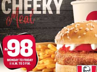 KFC Maurice – Rs 98. Burger Meal – Monday to Friday between 11h and 15h for only Rs. 98
